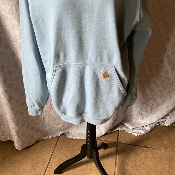 Carhartt Pale Blue Pullover Hoodie with Logo Patch - Picture 2 of 7